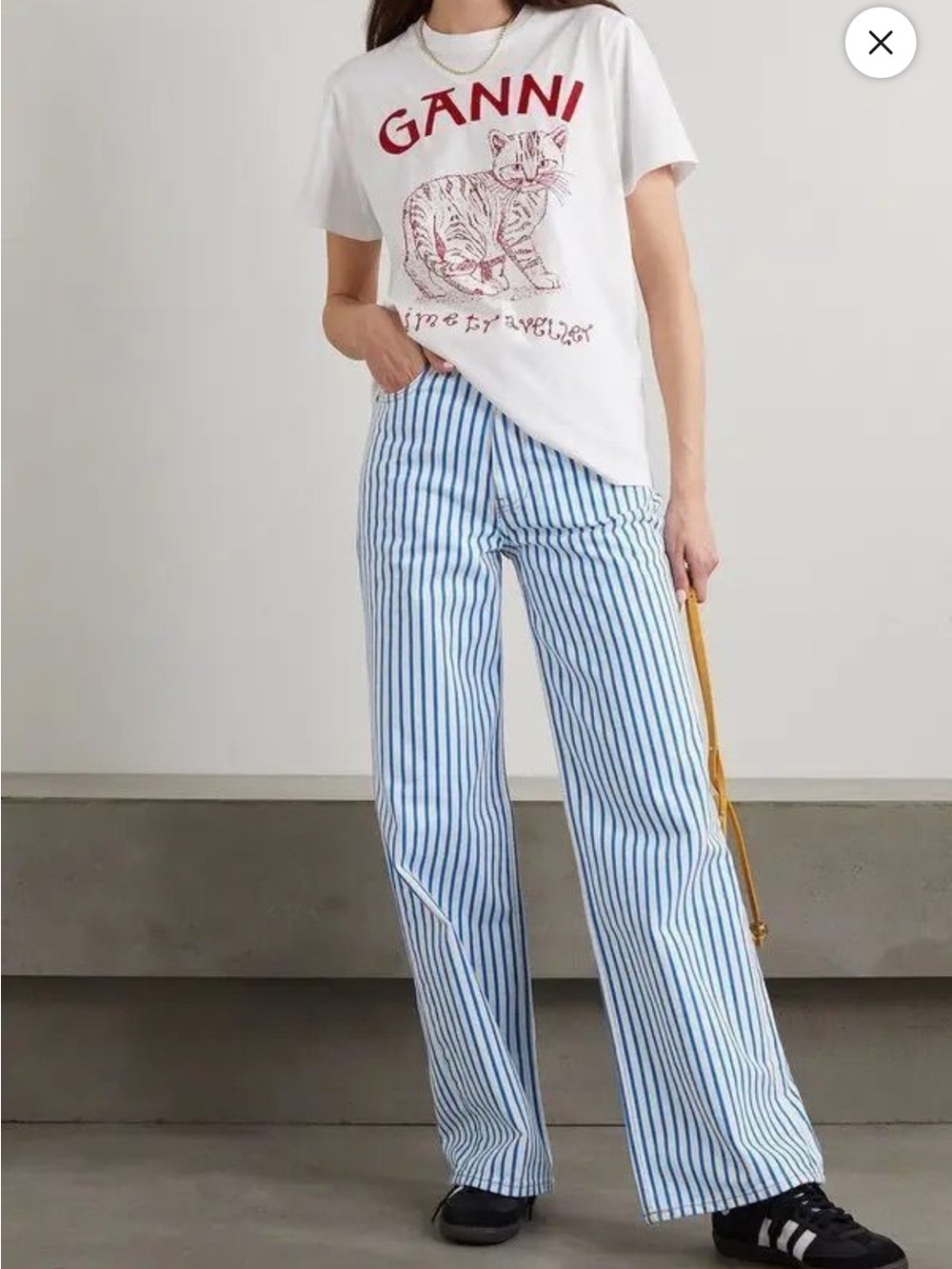 GANNI Stripe Denim Magny in Blue & White Size 27